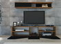 Hanah Home Mueble de TV Nogal y Negro con Estante de Pared